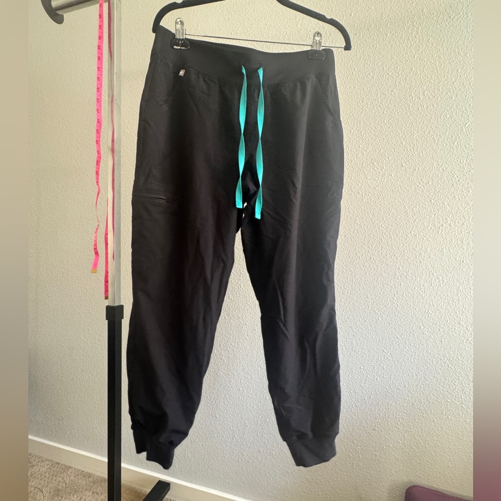 Figs Black and Blue Scrub Pants Elastic Waist